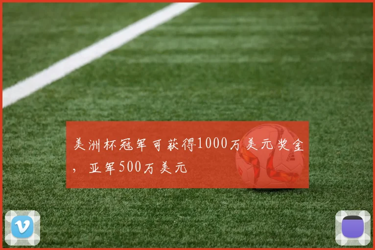 美洲杯冠军可获得1000万美元奖金，亚军500万美元